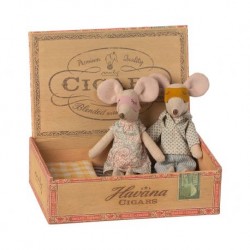 Mum & Dad Mice In Cigarbox